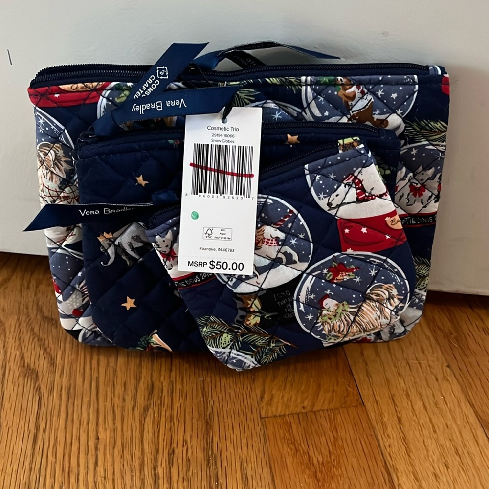NWT: Vera Bradley cosmetic trio